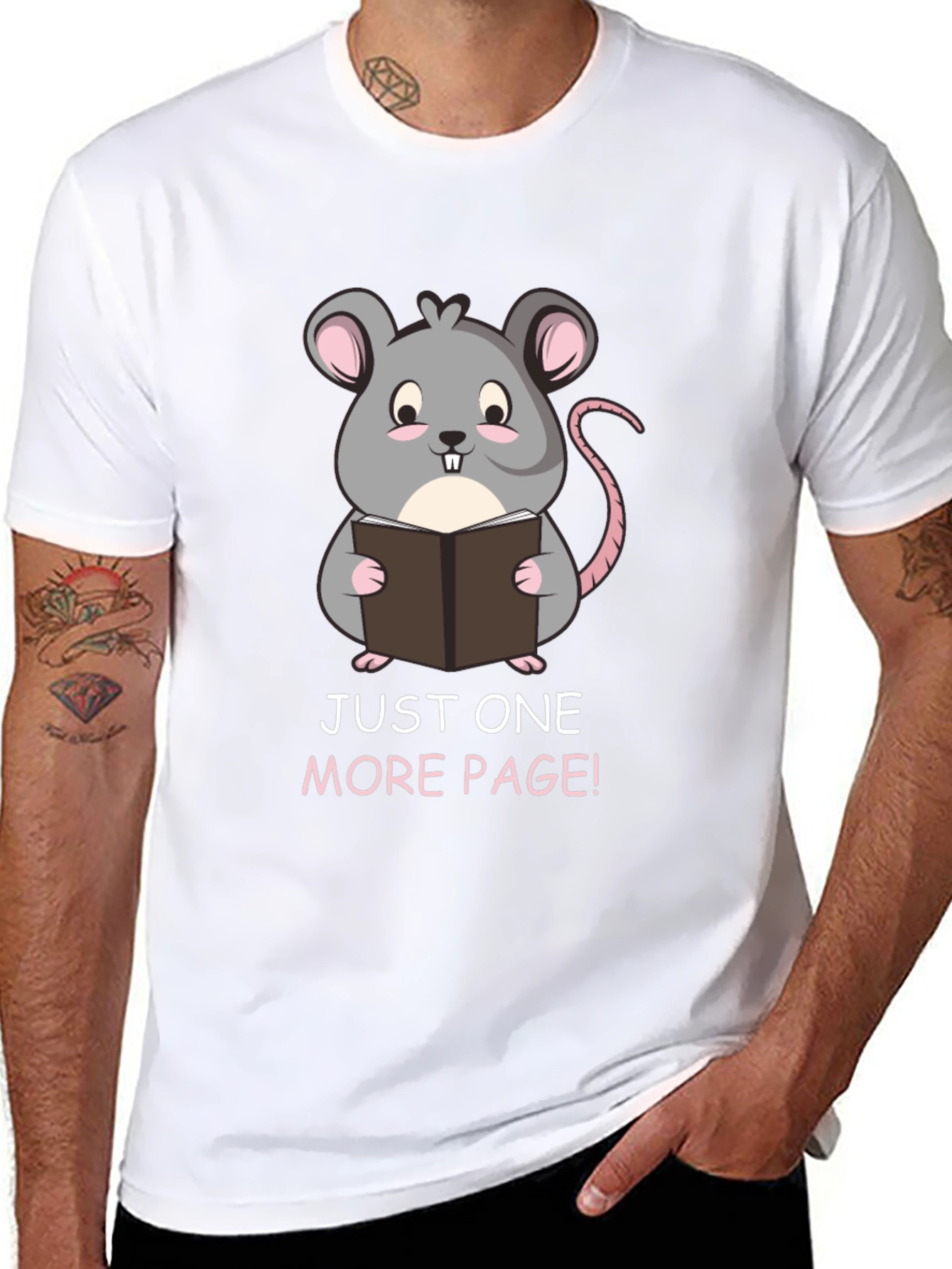 Just One More Page Mouse Reader Black T-Shirt
