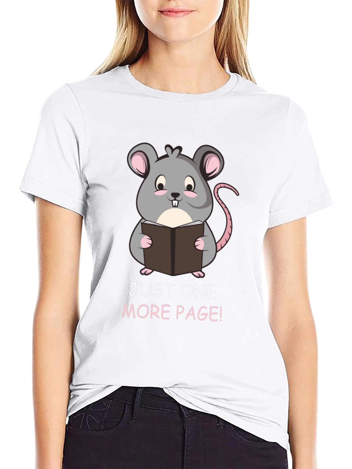 Just One More Page Mouse Reader Black T-Shirt
