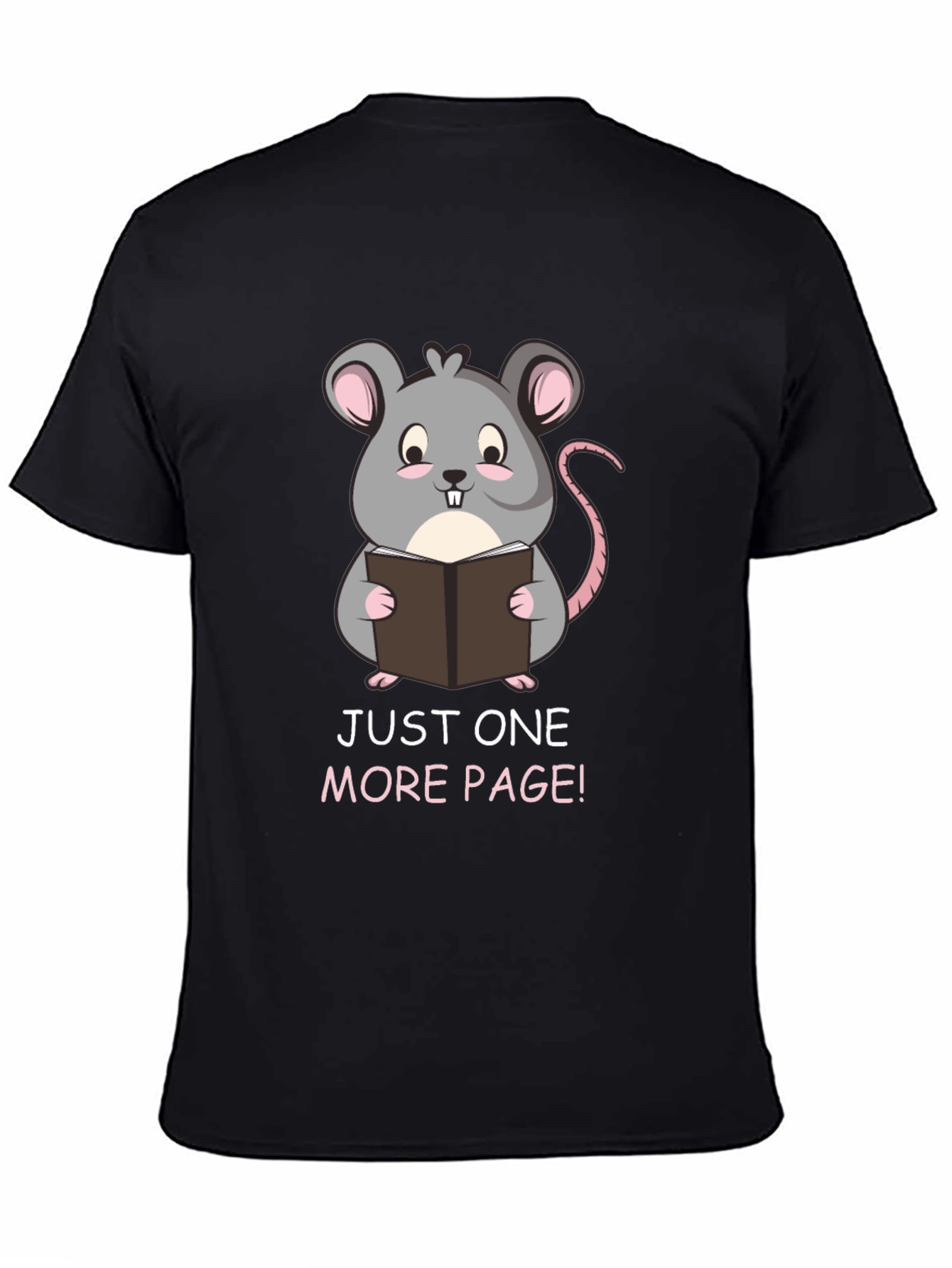 Just One More Page Mouse Reader Black T-Shirt