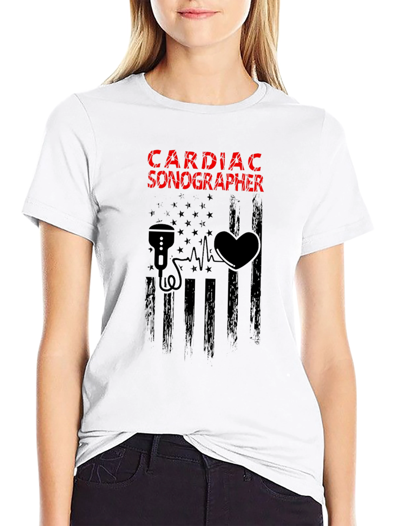Cardiac Sonographer Graphic Tee - Black