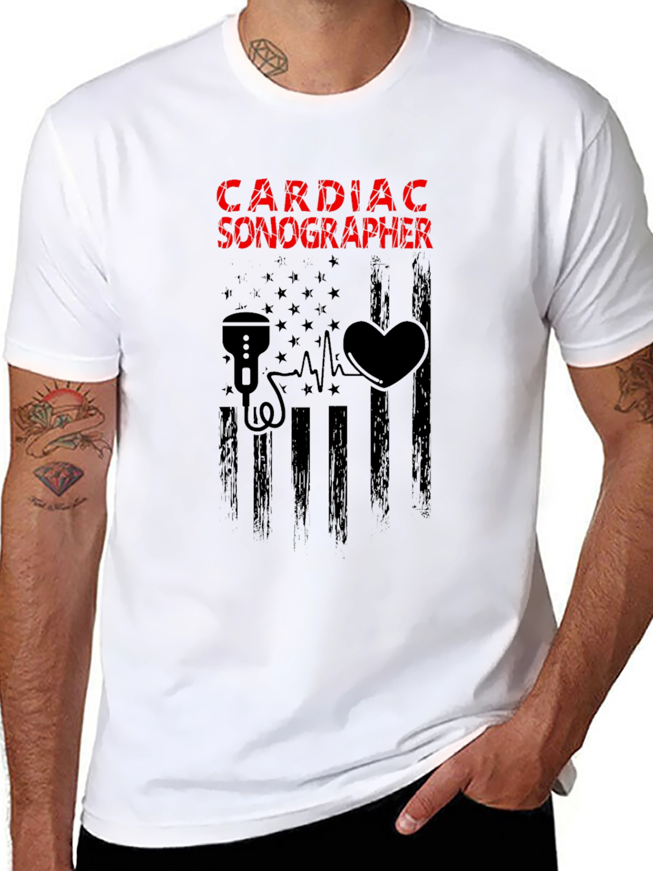 Cardiac Sonographer Graphic Tee - Black