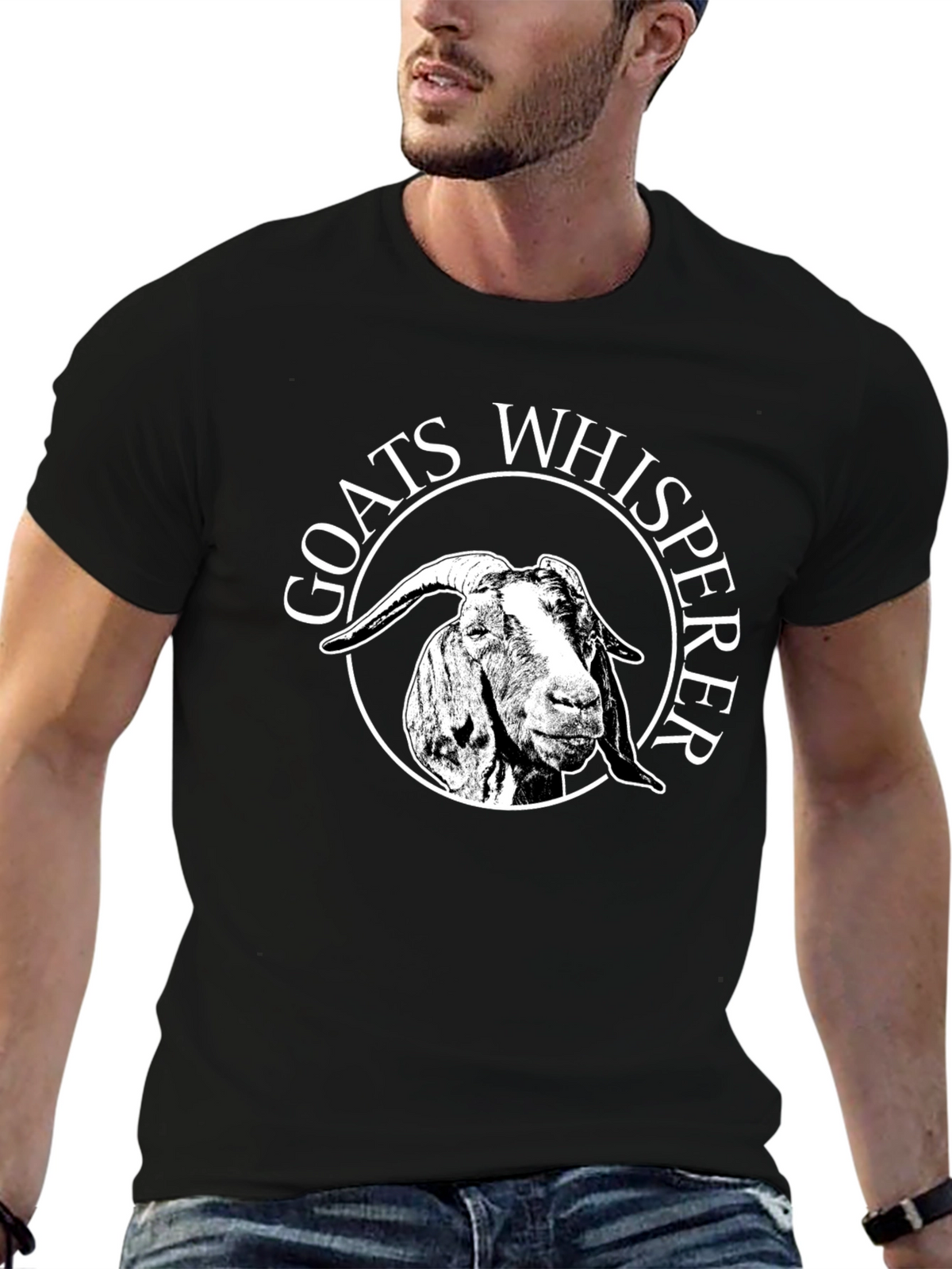 Goats Whisperer Graphic Tee - Black Cotton Casual T-Shirt