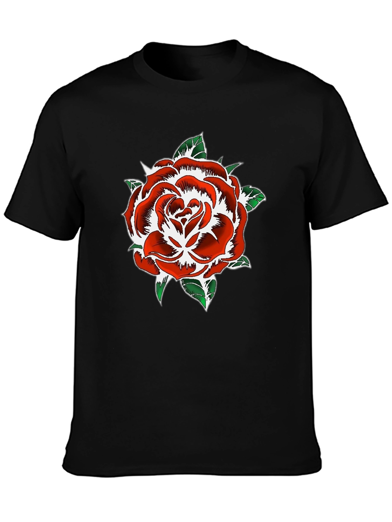 Rose Graphic Print Black T-Shirt