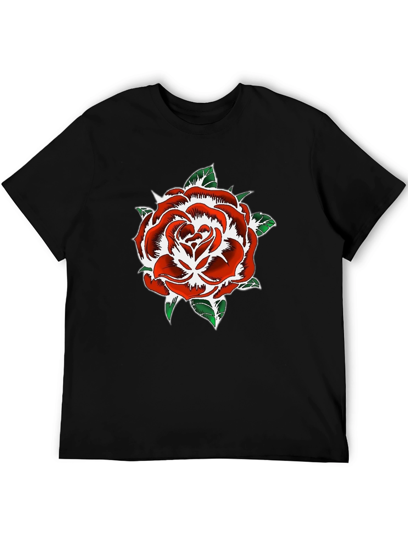 Rose Graphic Print Black T-Shirt