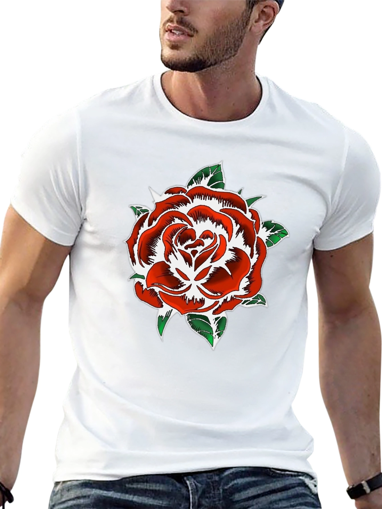 Rose Graphic Print Black T-Shirt