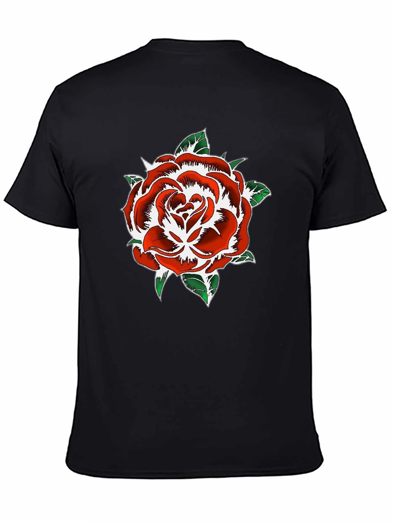 Rose Graphic Print Black T-Shirt