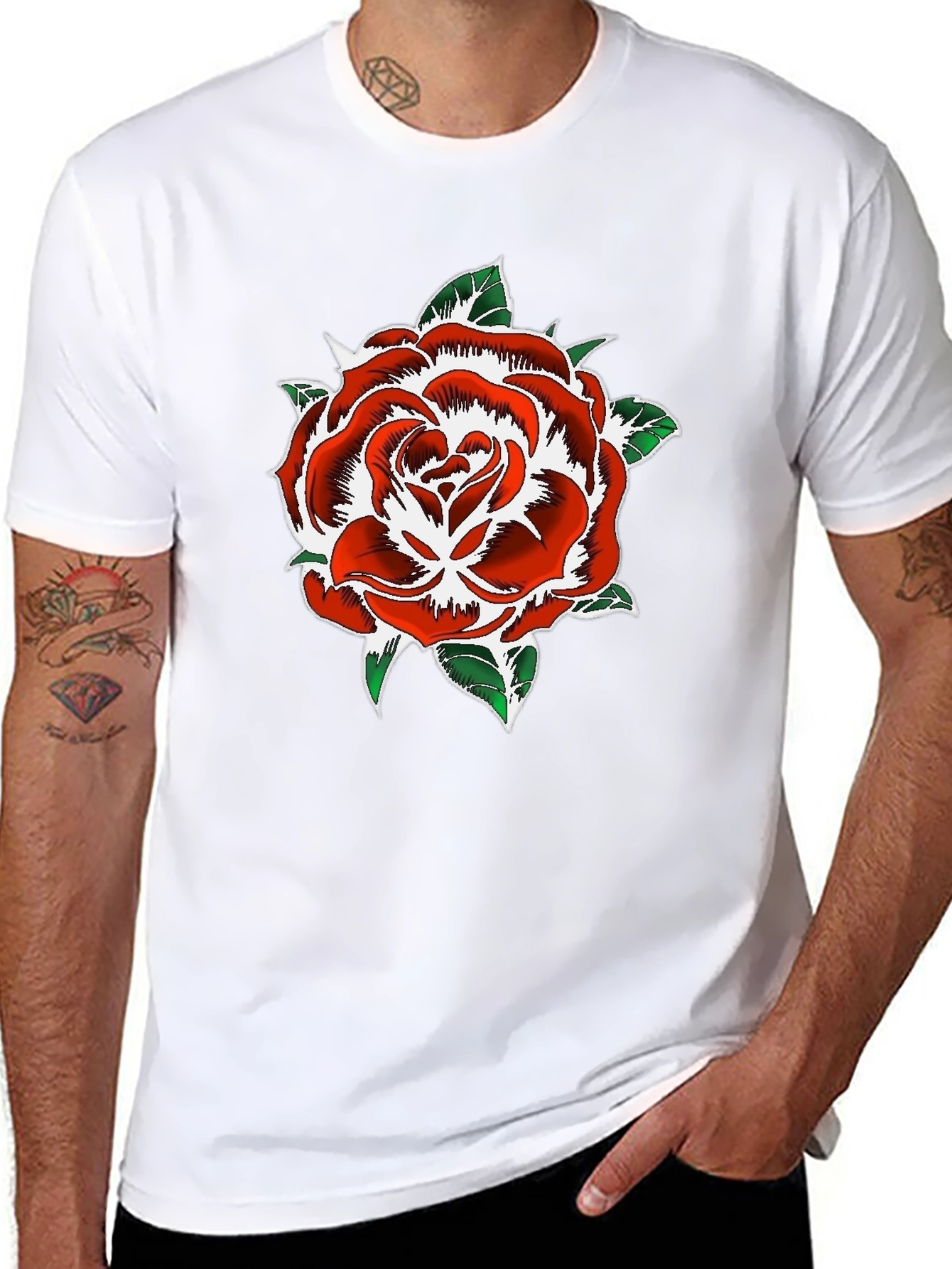 Rose Graphic Print Black T-Shirt