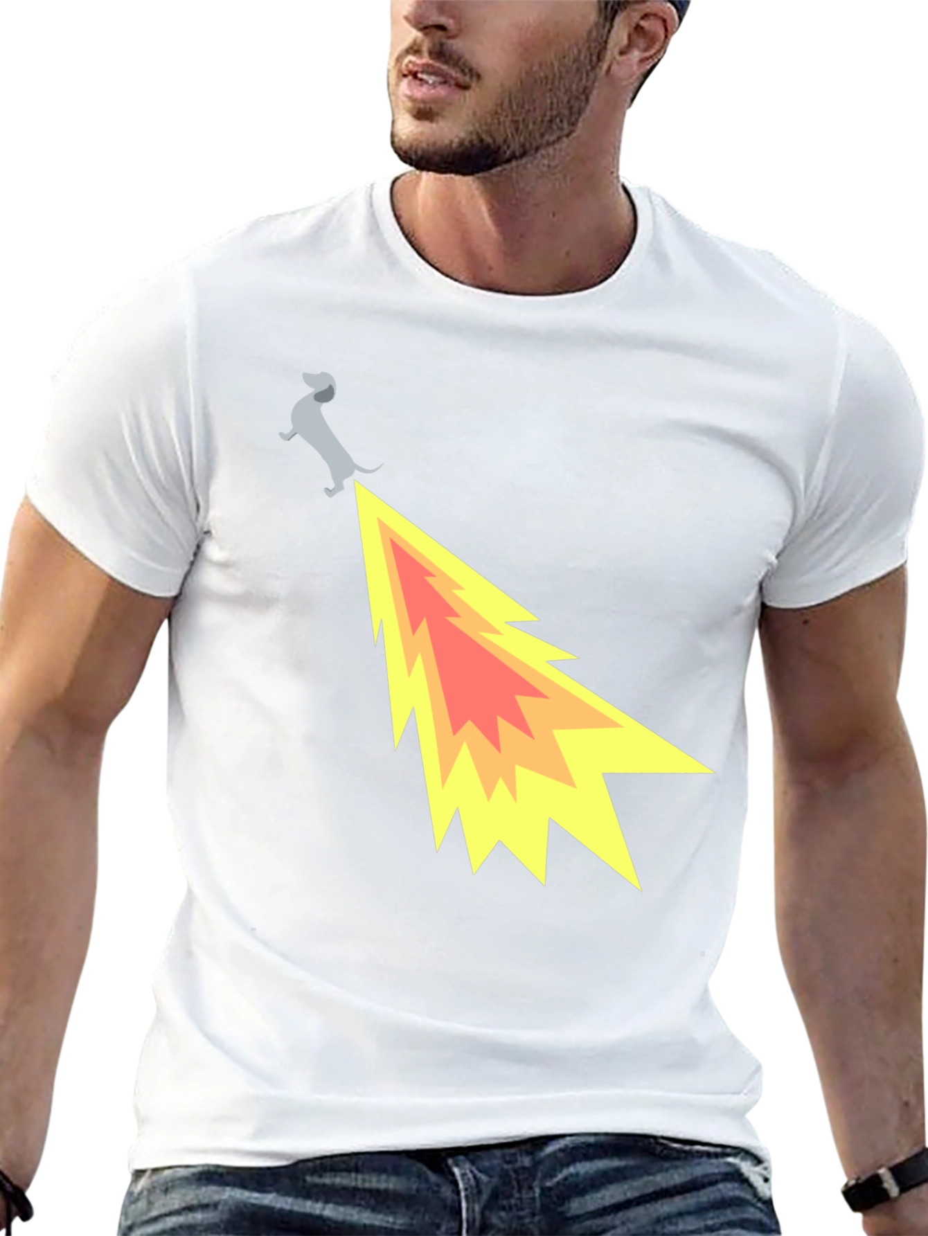 Funny Dachshund Dog Flame Tail T-Shirt
