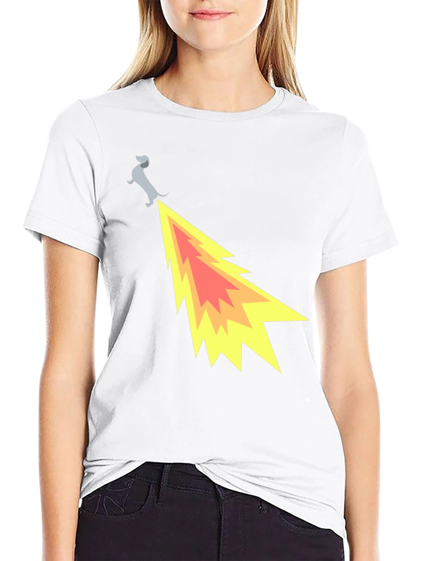 Funny Dachshund Dog Flame Tail T-Shirt