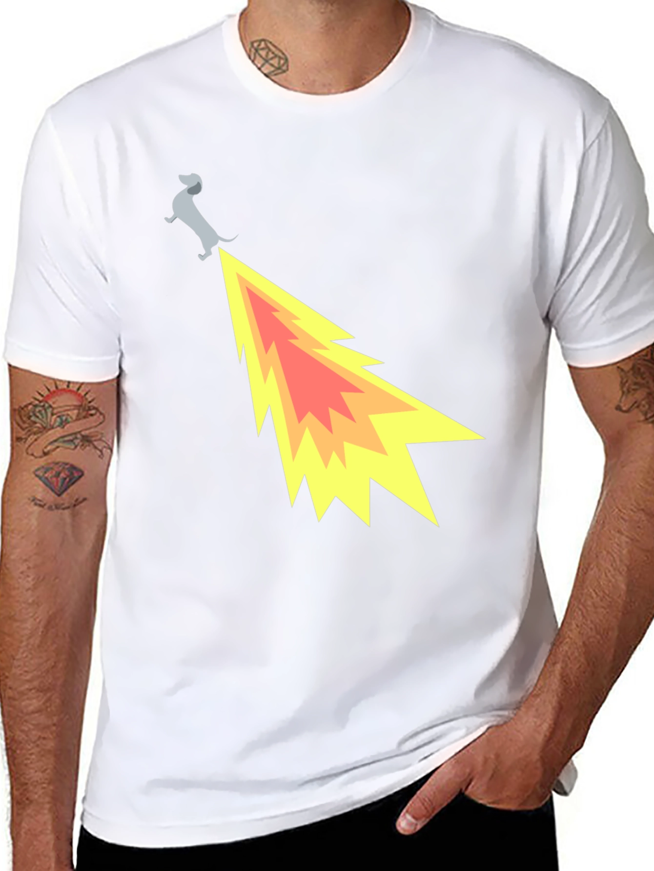 Funny Dachshund Dog Flame Tail T-Shirt