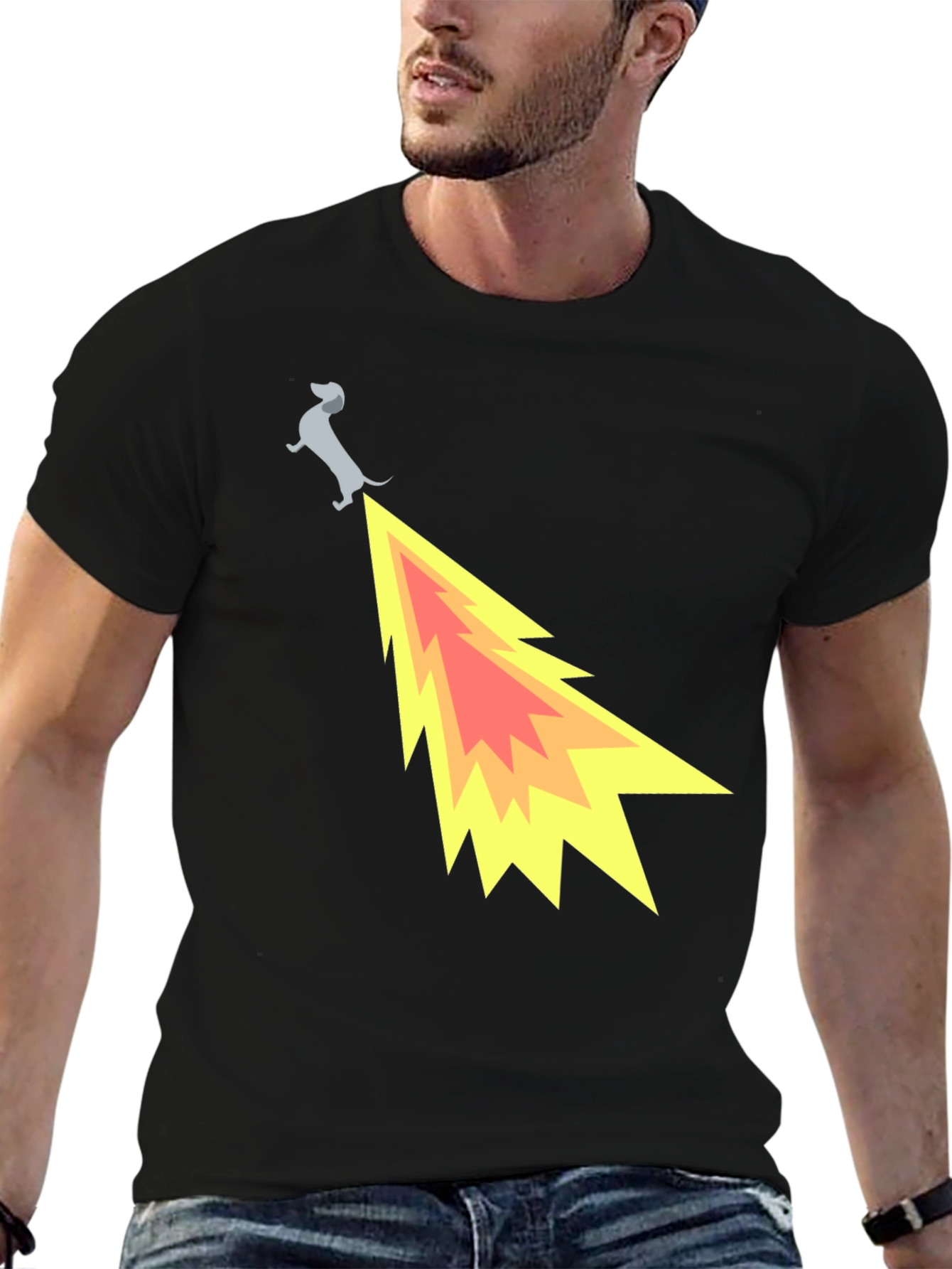 Funny Dachshund Dog Flame Tail T-Shirt