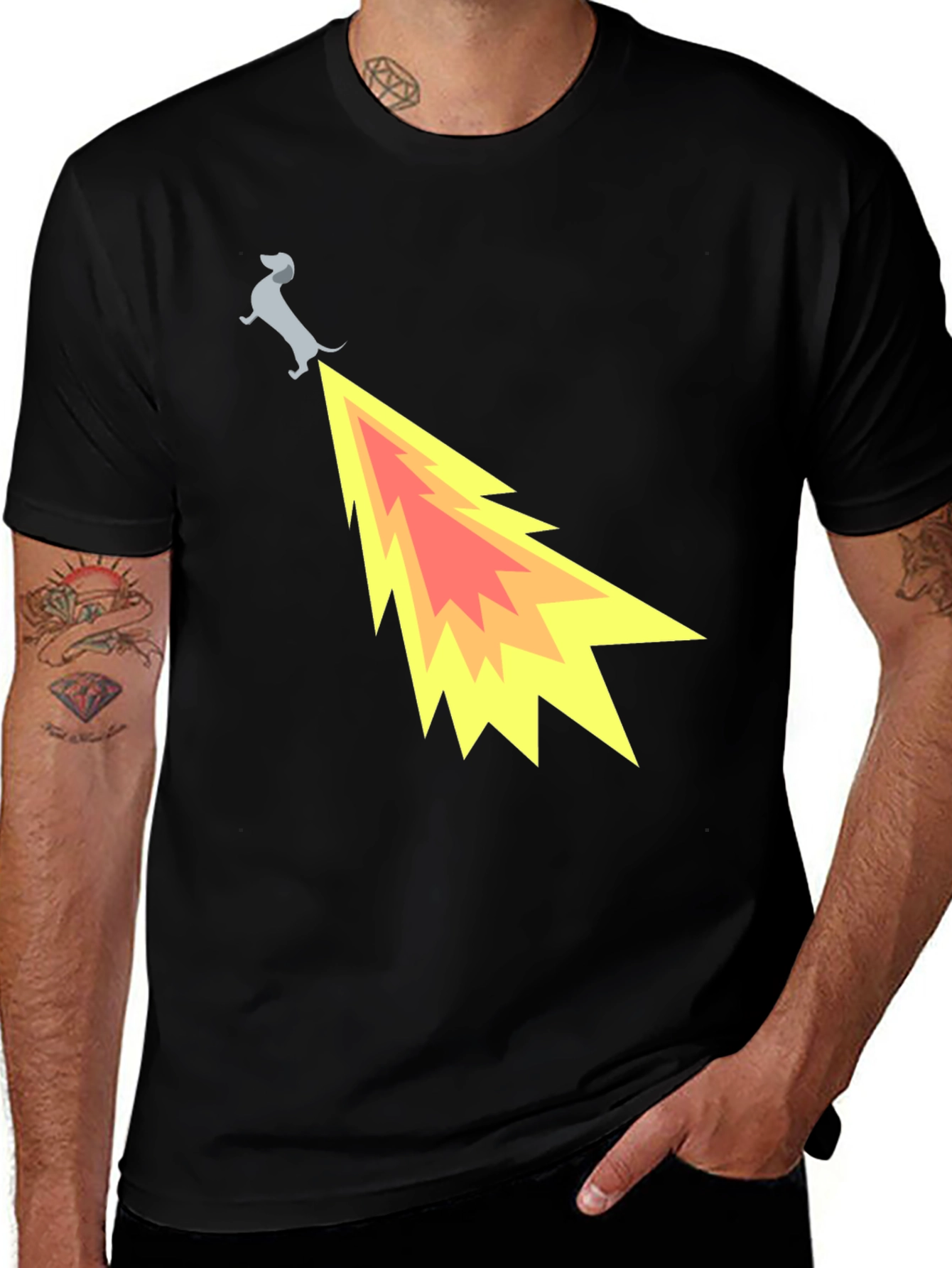 Funny Dachshund Dog Flame Tail T-Shirt