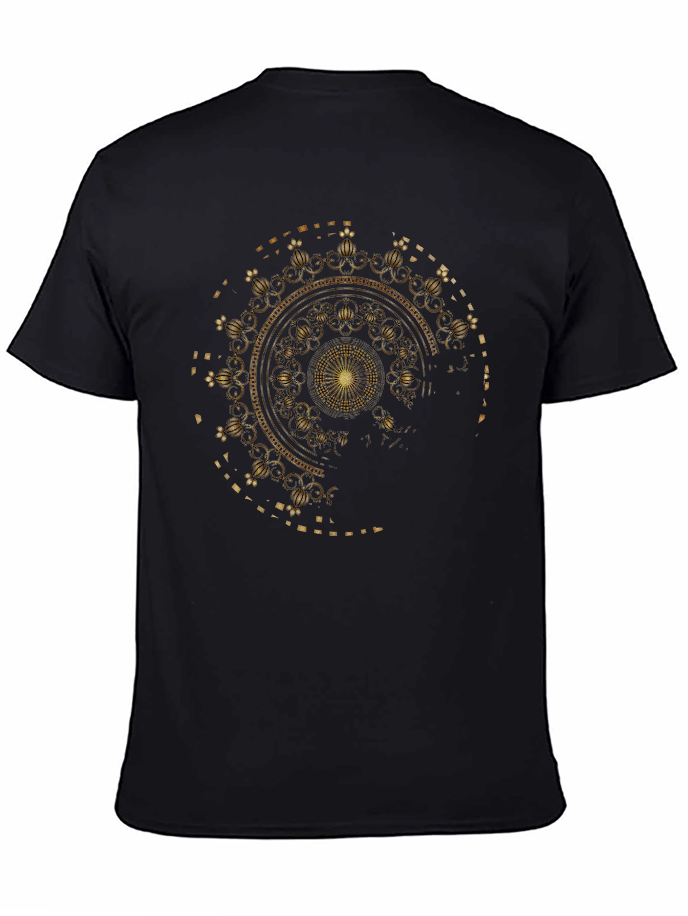 Gold Mandala Graphic Black T-Shirt