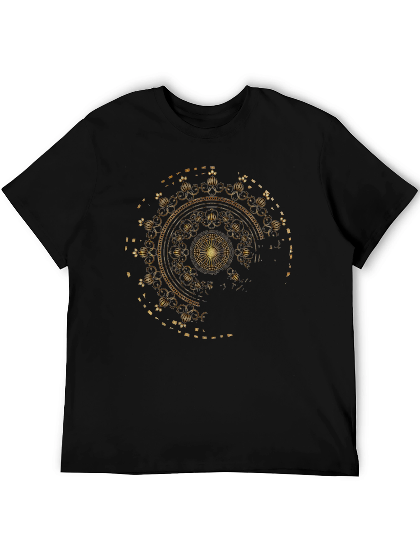 Gold Mandala Graphic Black T-Shirt