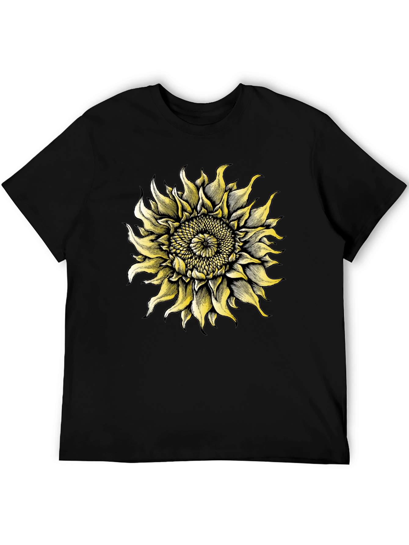 Sunflower Graphic Tee - Black Cotton T-Shirt