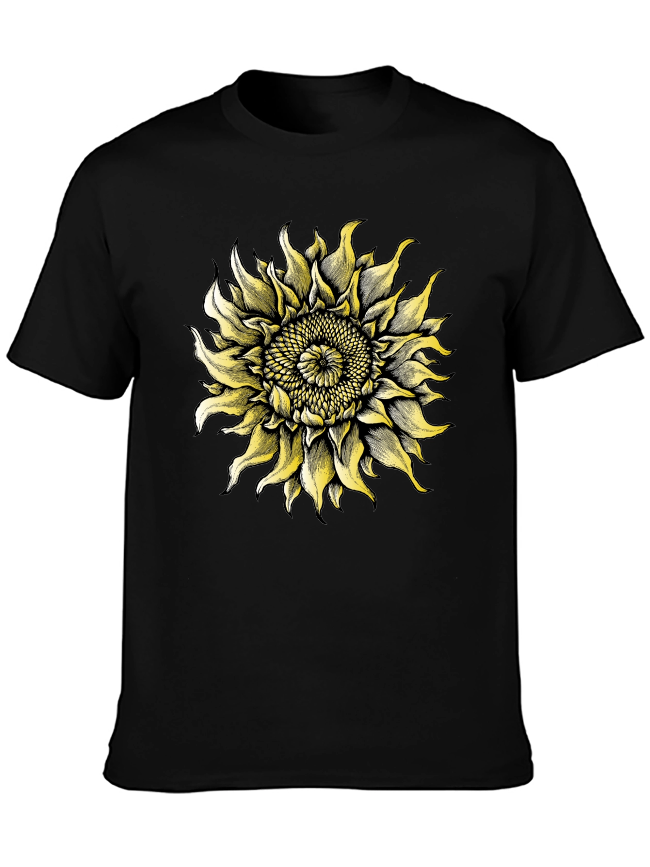 Sunflower Graphic Tee - Black Cotton T-Shirt