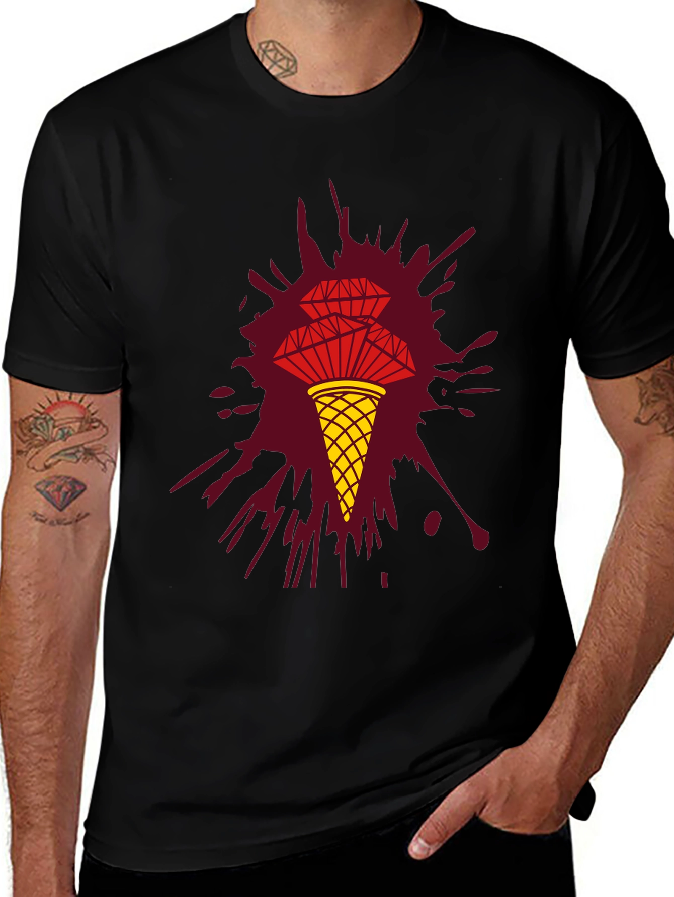 Unique Graphic Tee - Diamond Ice Cream Cone Design