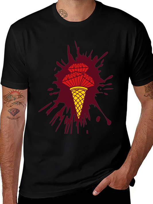 Unique Graphic Tee - Diamond Ice Cream Cone Design