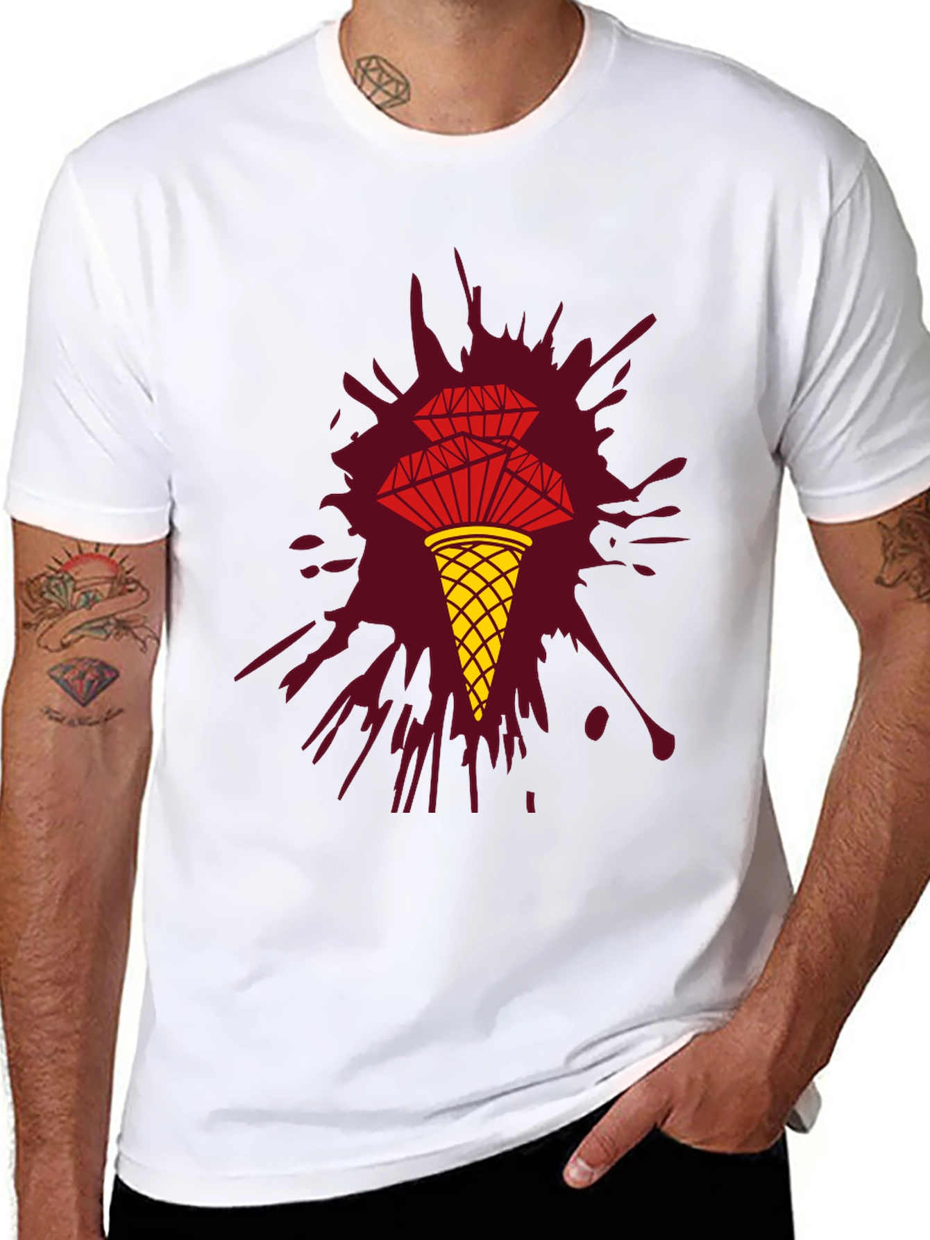 Unique Graphic Tee - Diamond Ice Cream Cone Design