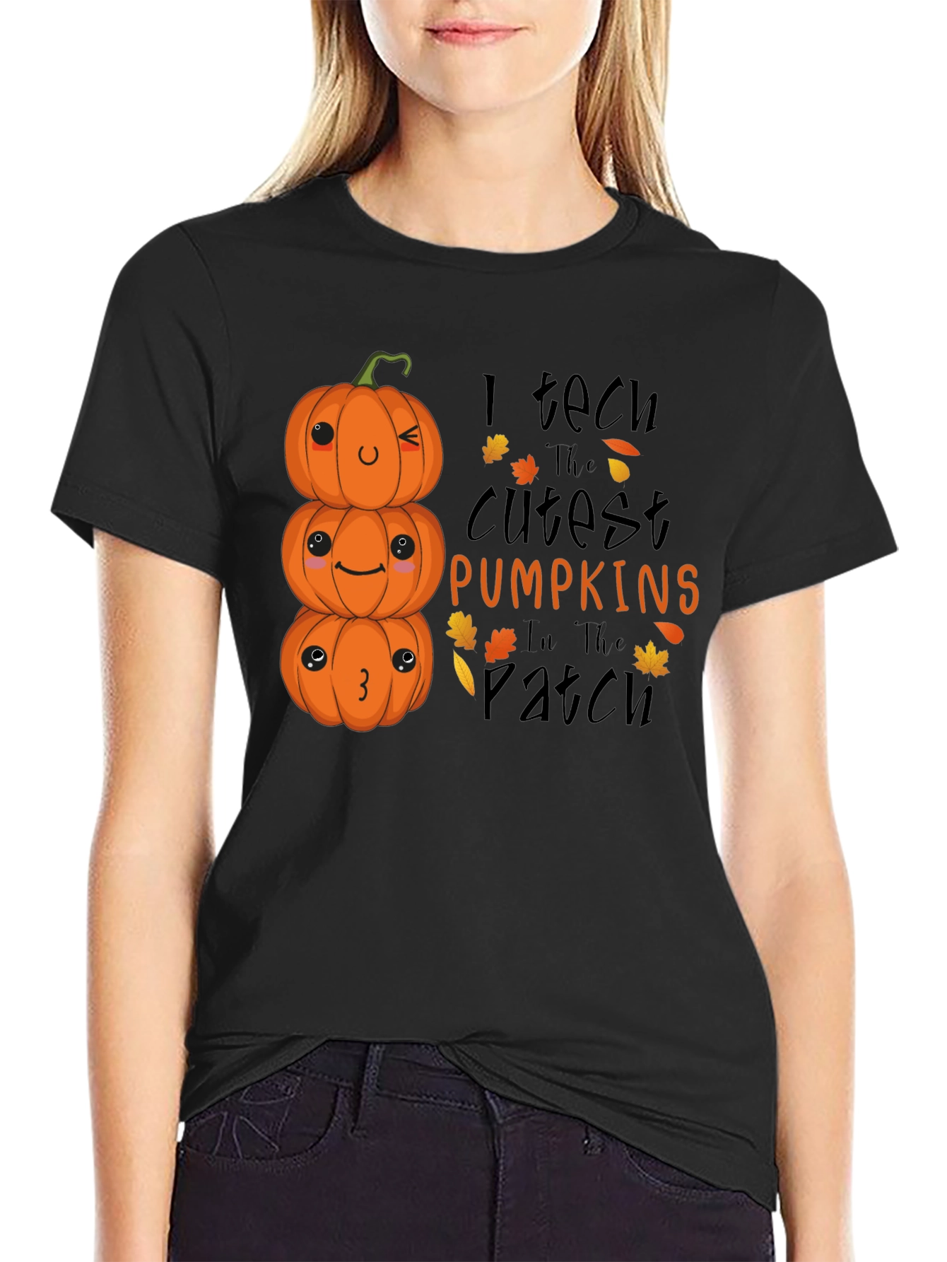 Cute Halloween Pumpkin Teacher T-Shirt