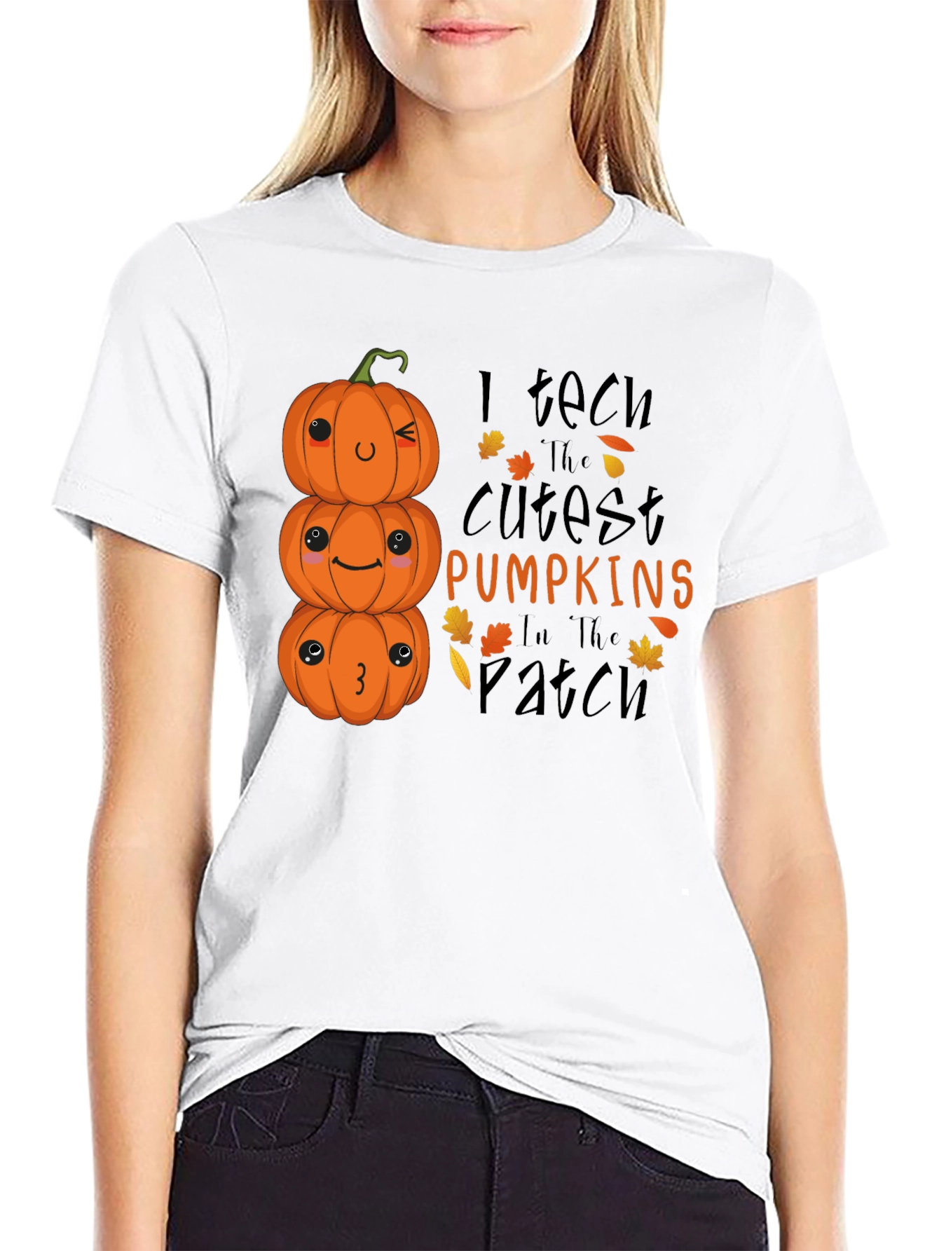 Cute Halloween Pumpkin Teacher T-Shirt