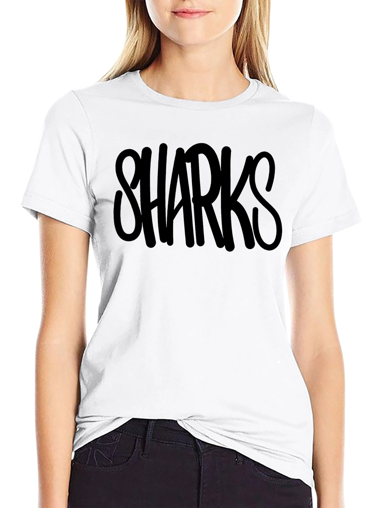 Sharks Graphic Print Crew Neck T-Shirt
