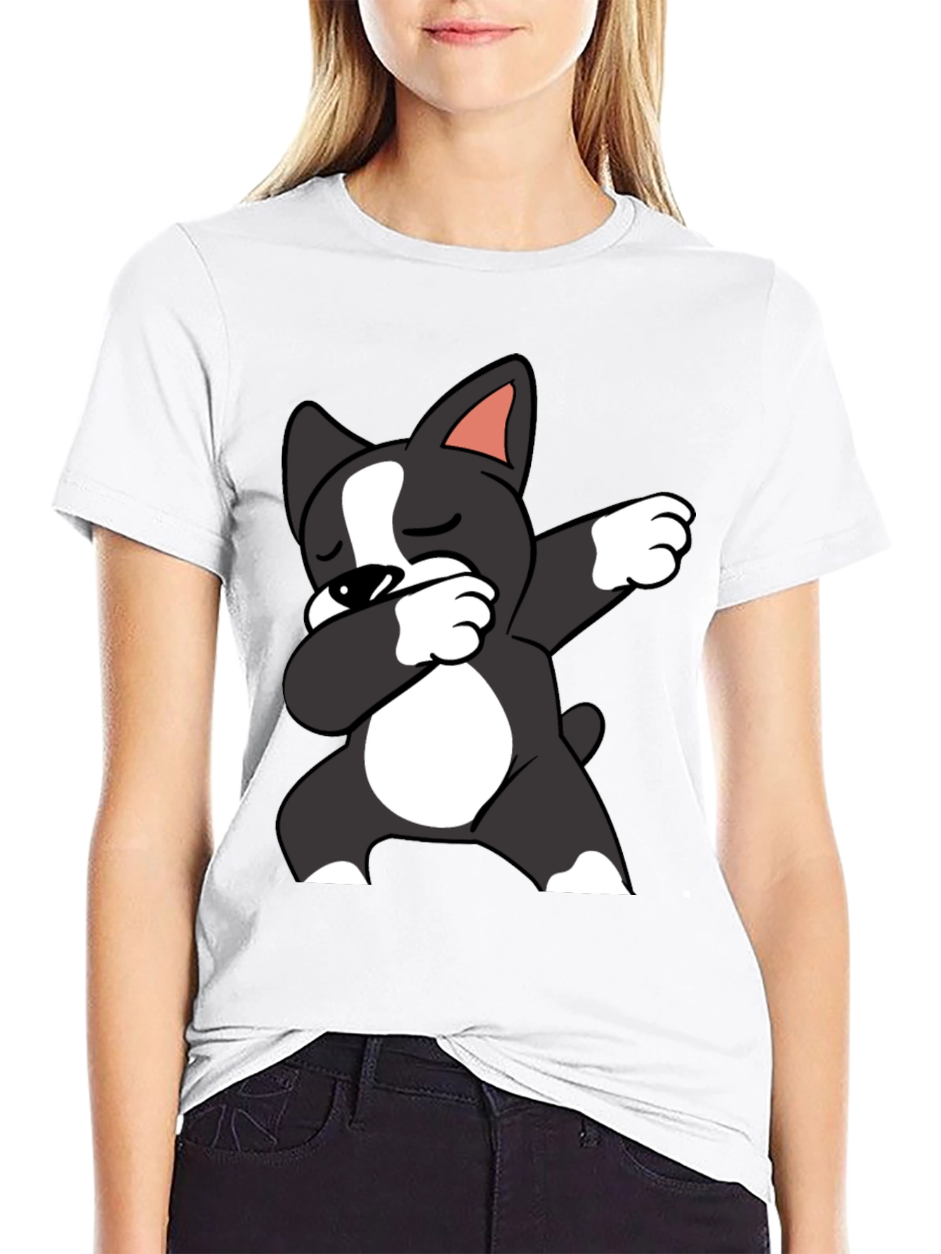 Dabbing Dog Graphic Tee - Black Cotton T-Shirt