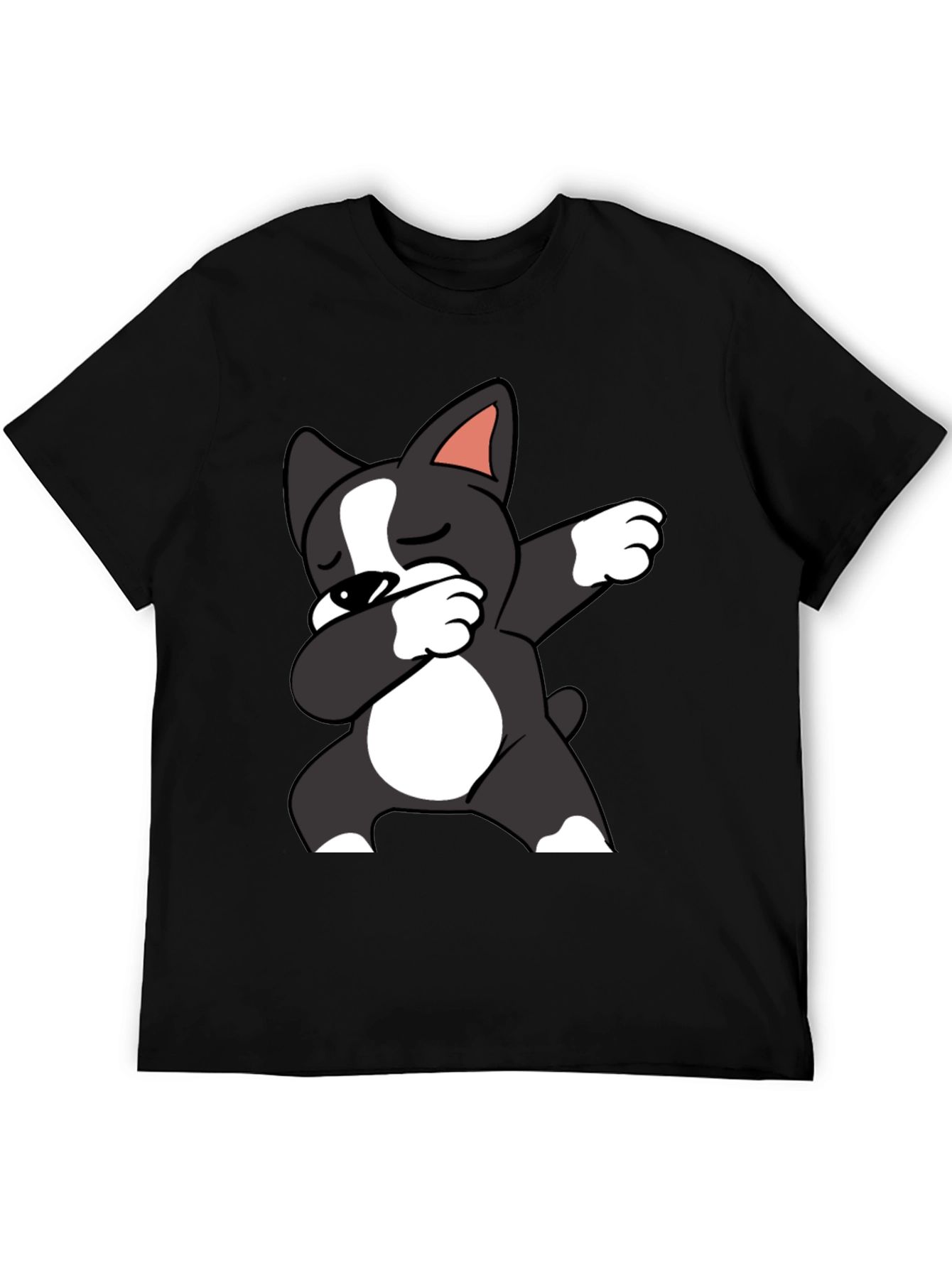 Dabbing Dog Graphic Tee - Black Cotton T-Shirt