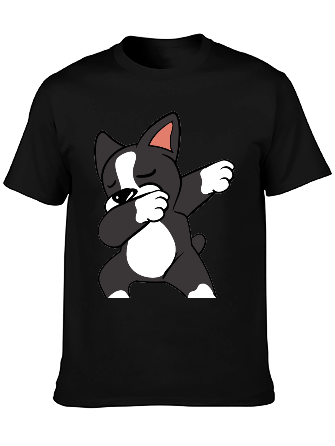 Dabbing Dog Graphic Tee - Black Cotton T-Shirt