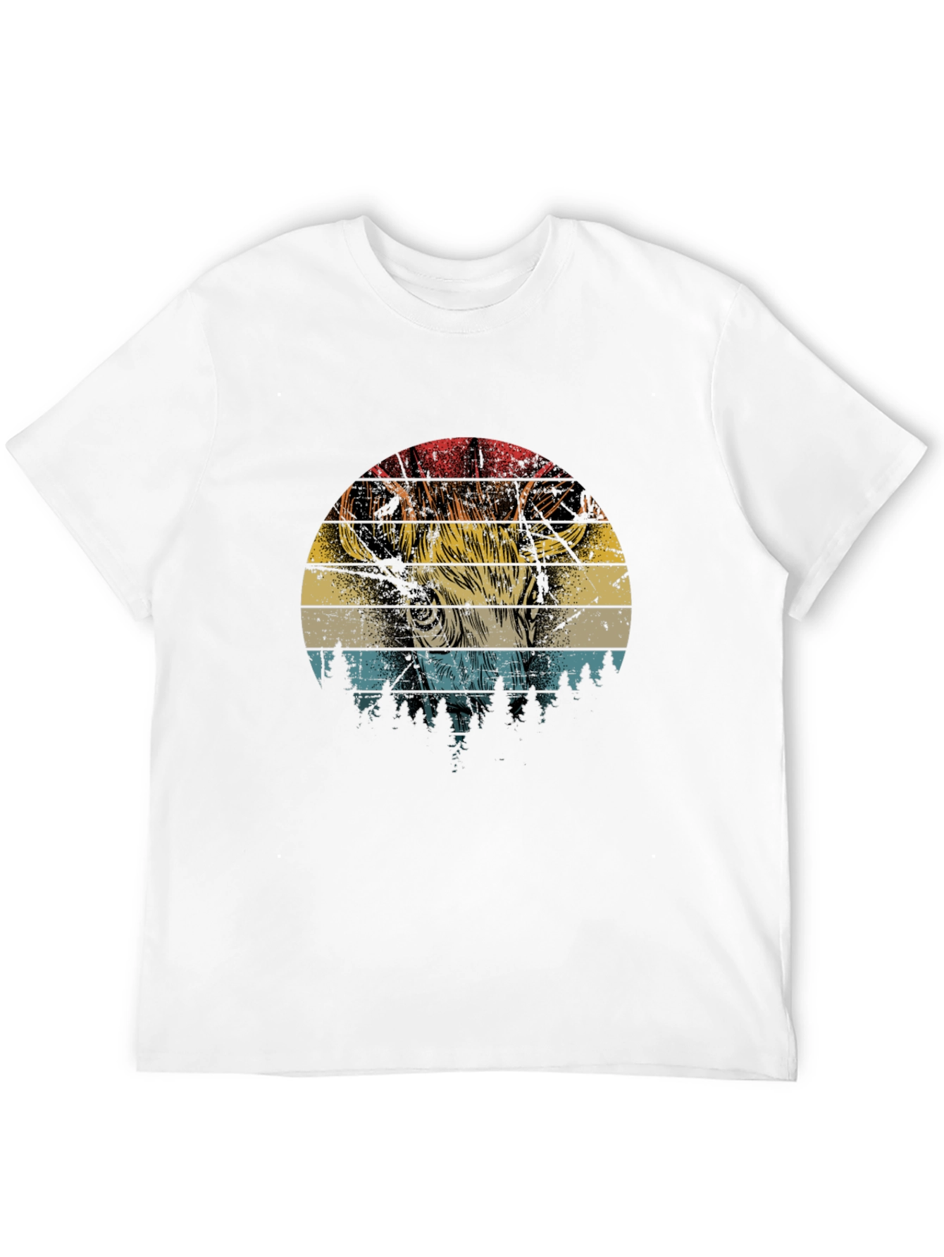 Retro Deer Graphic T-Shirt - Black