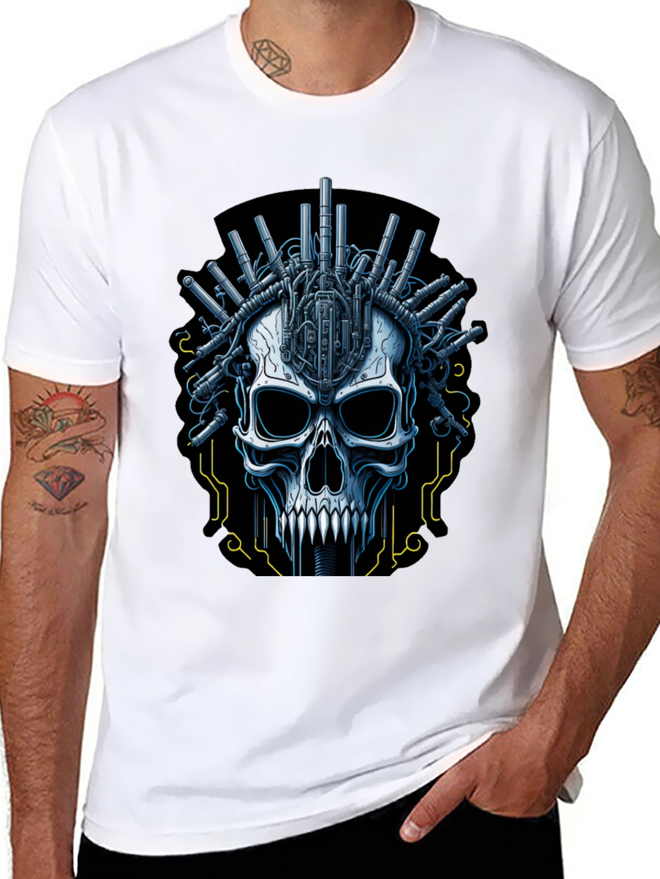 Cyberpunk Skull Graphic T-Shirt