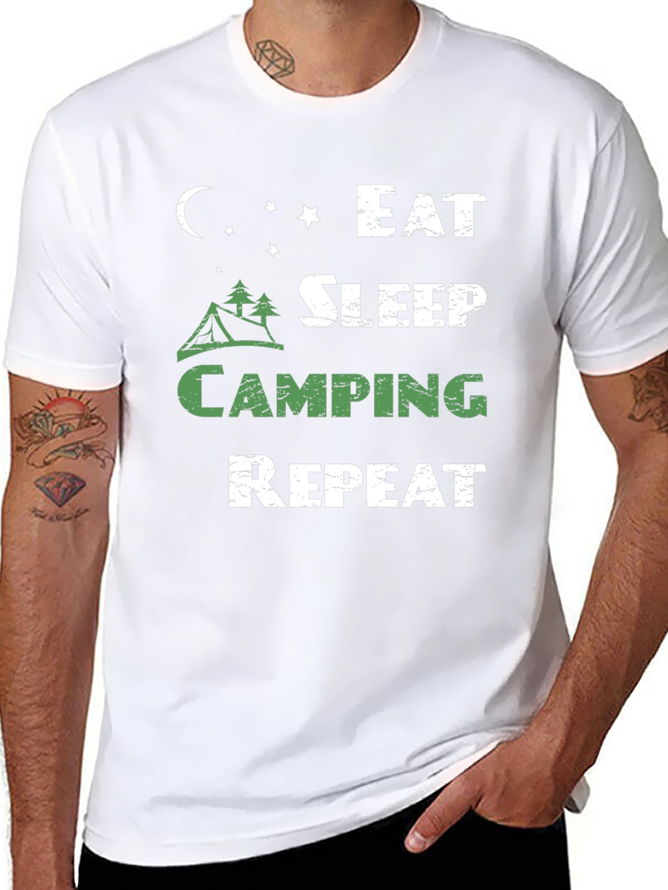 Eat Sleep Camping Repeat Black T-Shirt