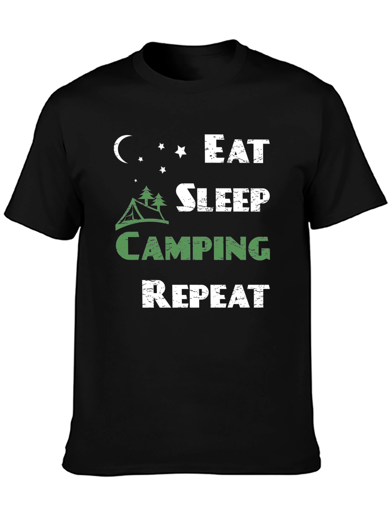 Eat Sleep Camping Repeat Black T-Shirt