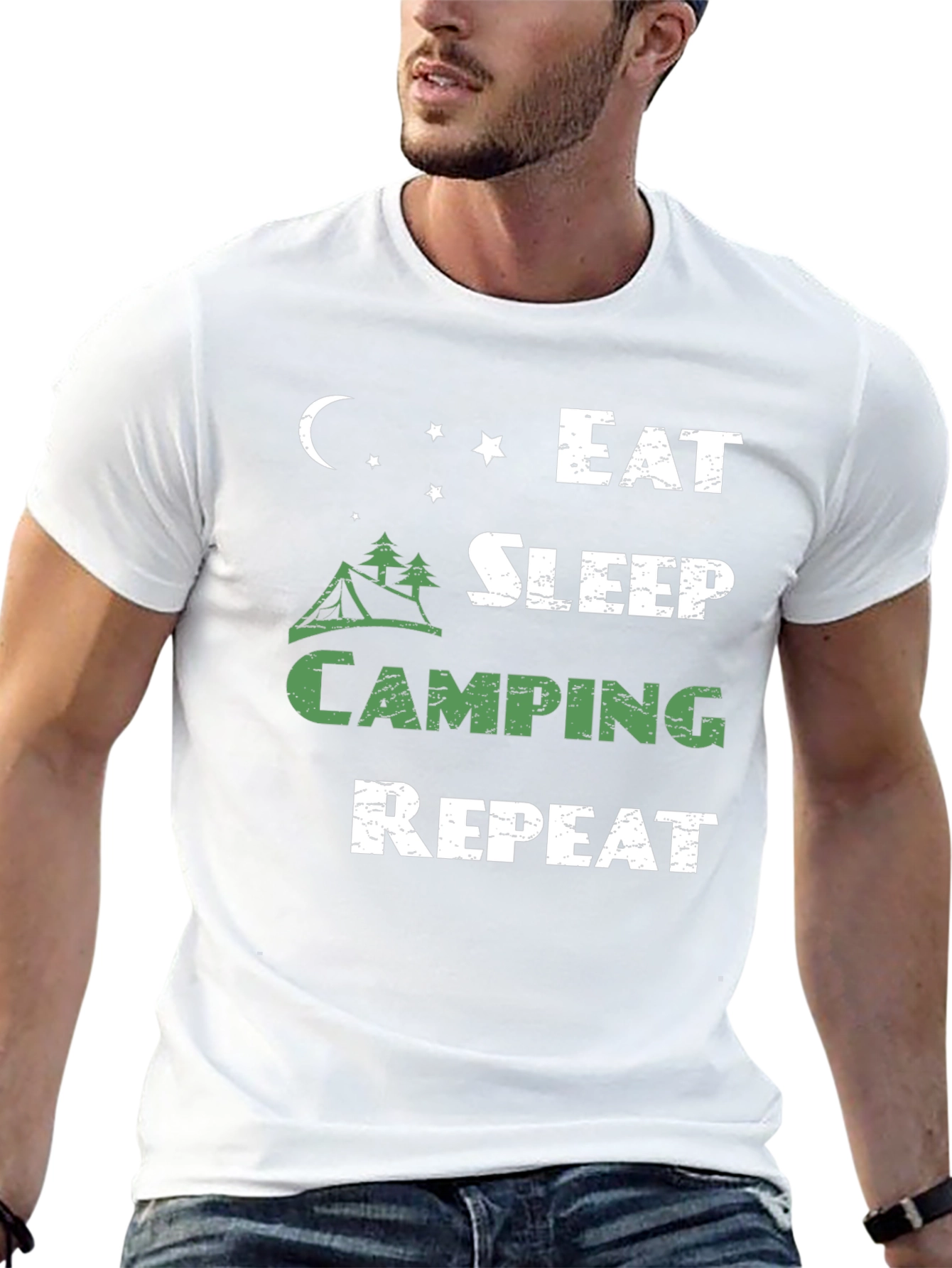 Eat Sleep Camping Repeat Black T-Shirt