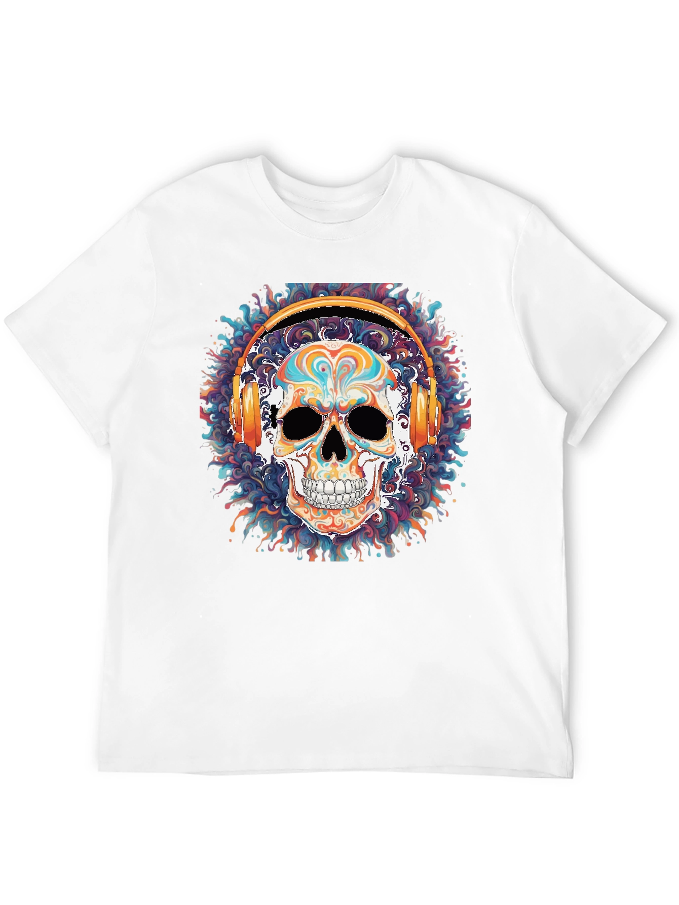 Skull Headphones Graphic Tee - Cool Black T-Shirt