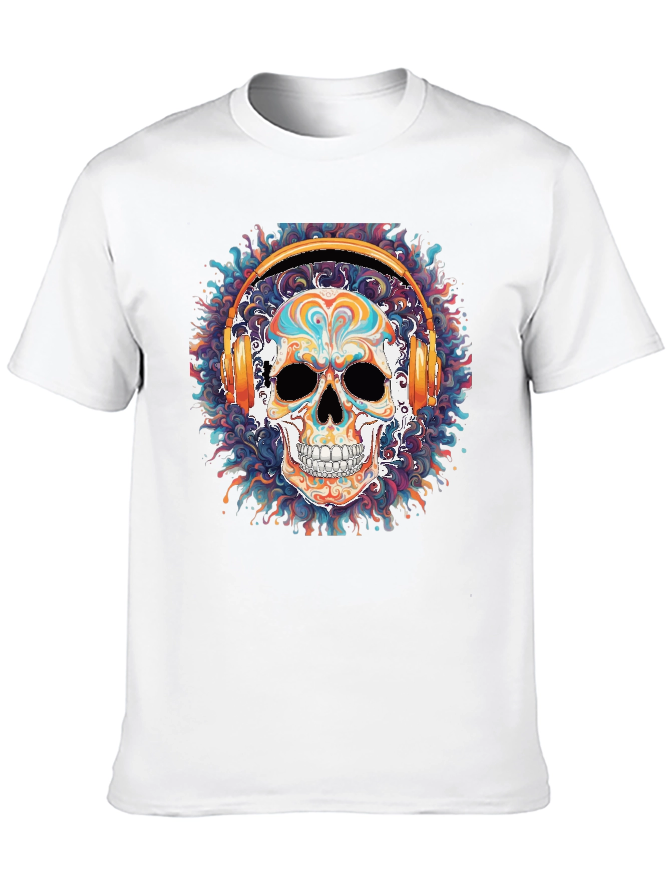 Skull Headphones Graphic Tee - Cool Black T-Shirt