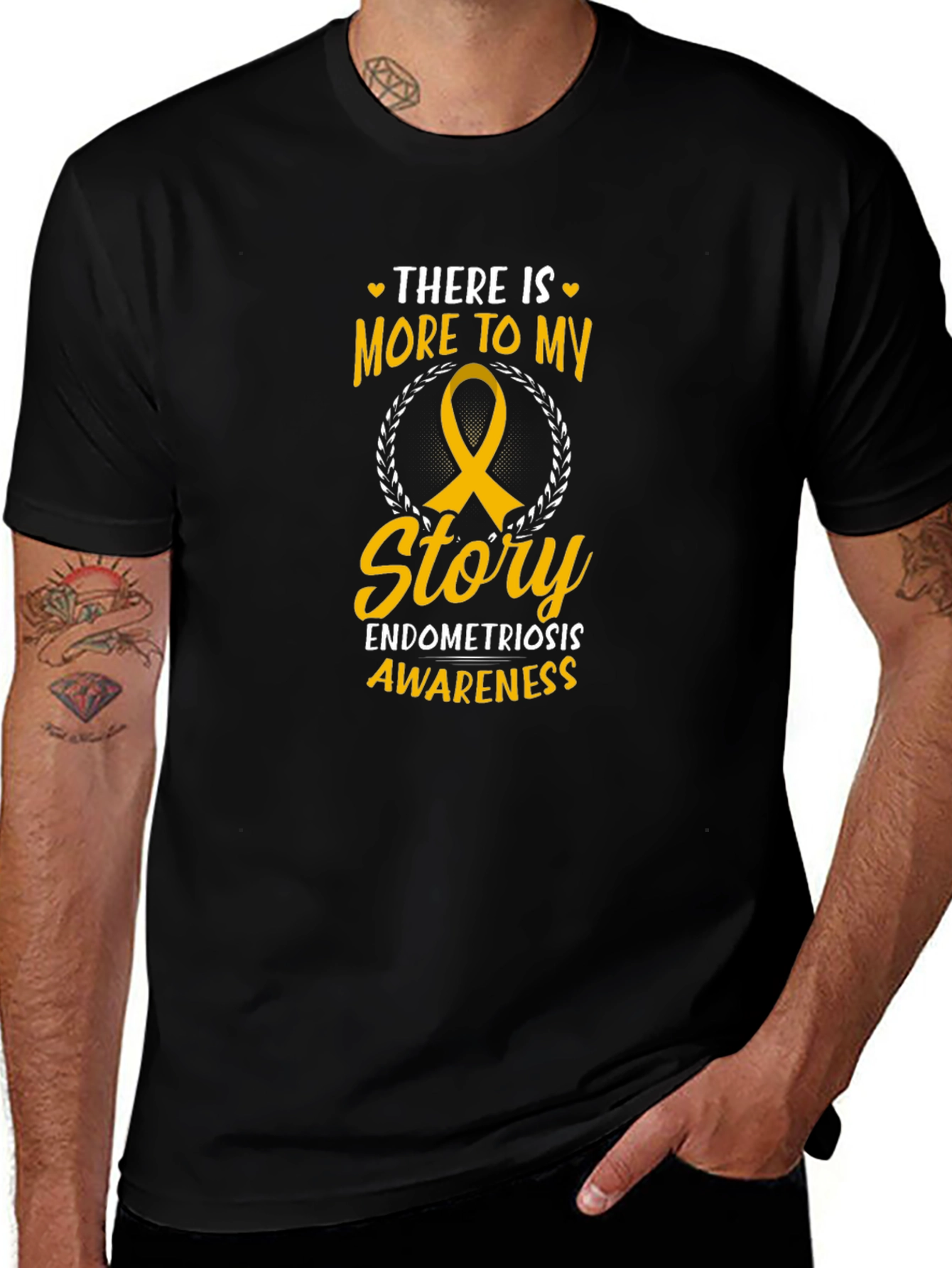 Endometriosis Awareness T-Shirt Ribbon Black