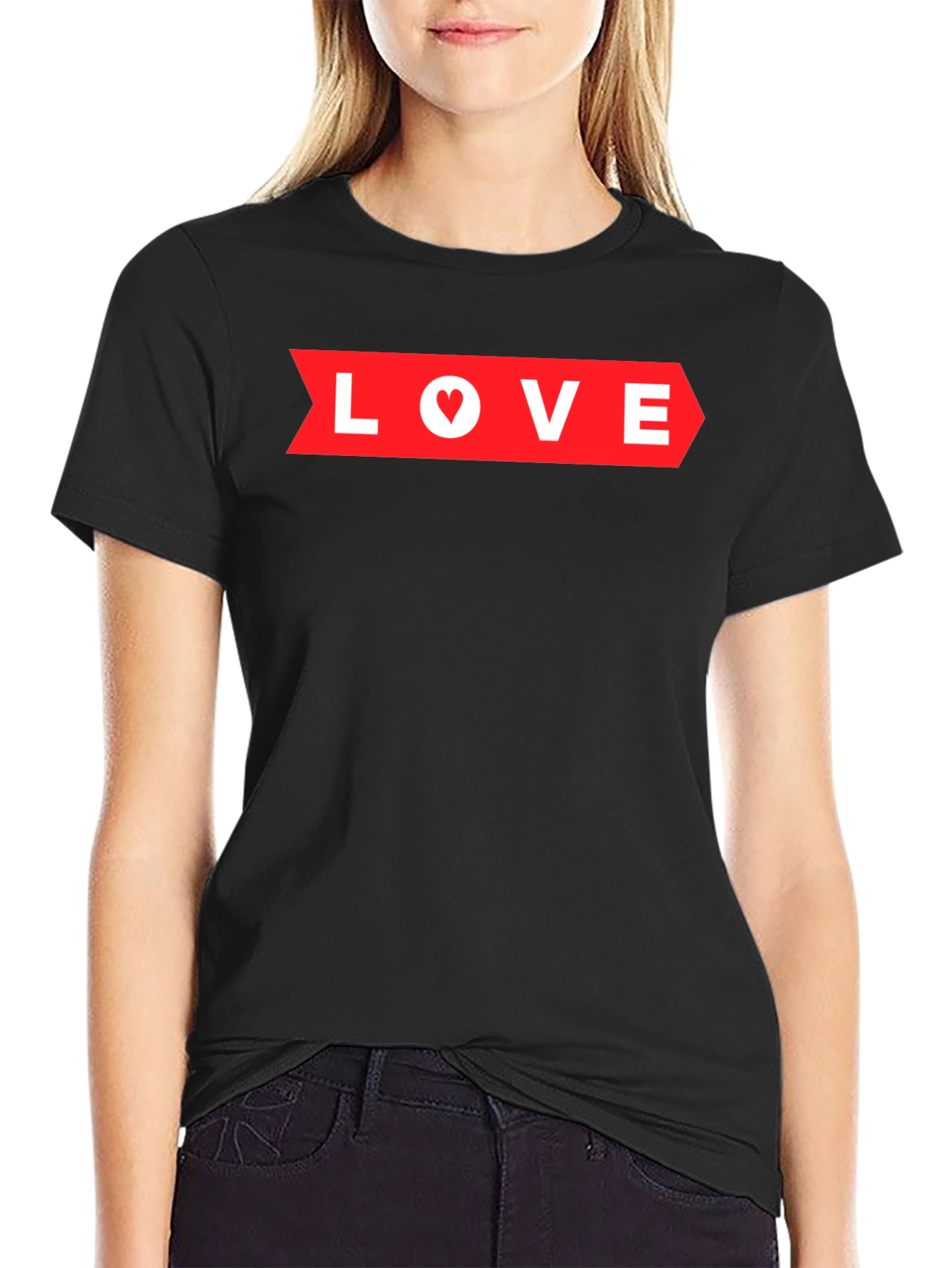 Love Arrow Graphic Tee - Black Heart Detail