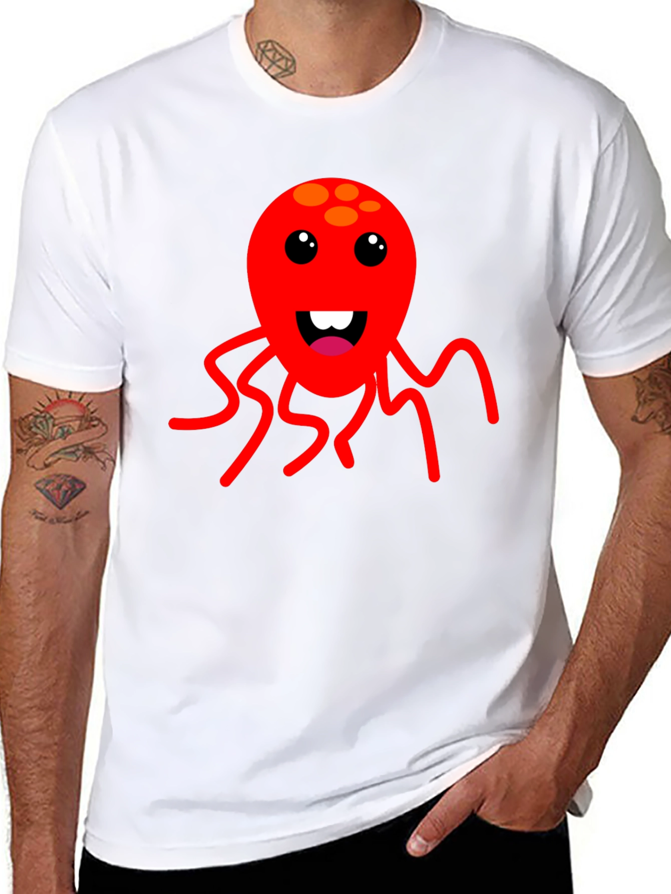 Cartoon Octopus Graphic Tee - Fun Black T-Shirt