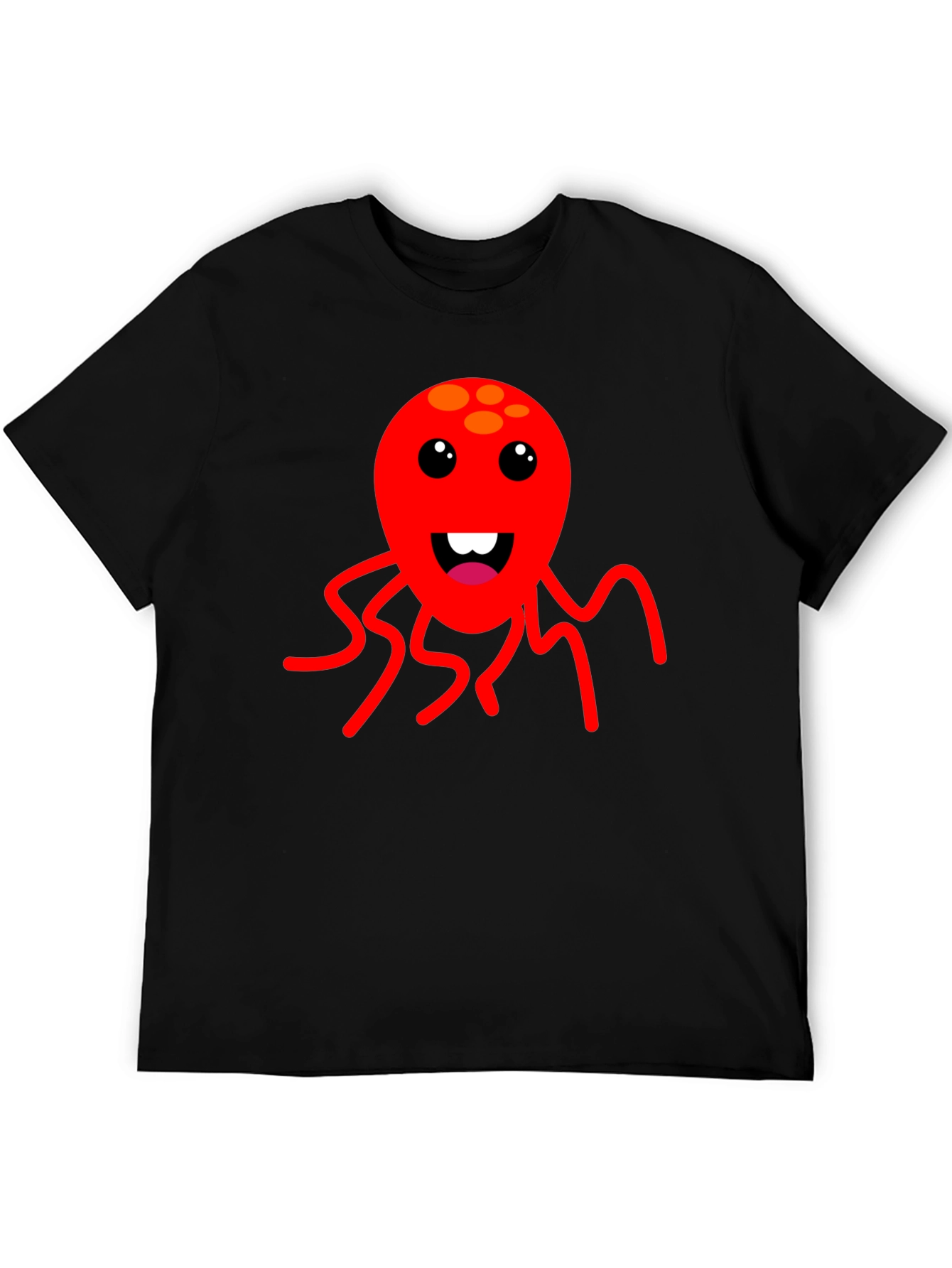 Cartoon Octopus Graphic Tee - Fun Black T-Shirt