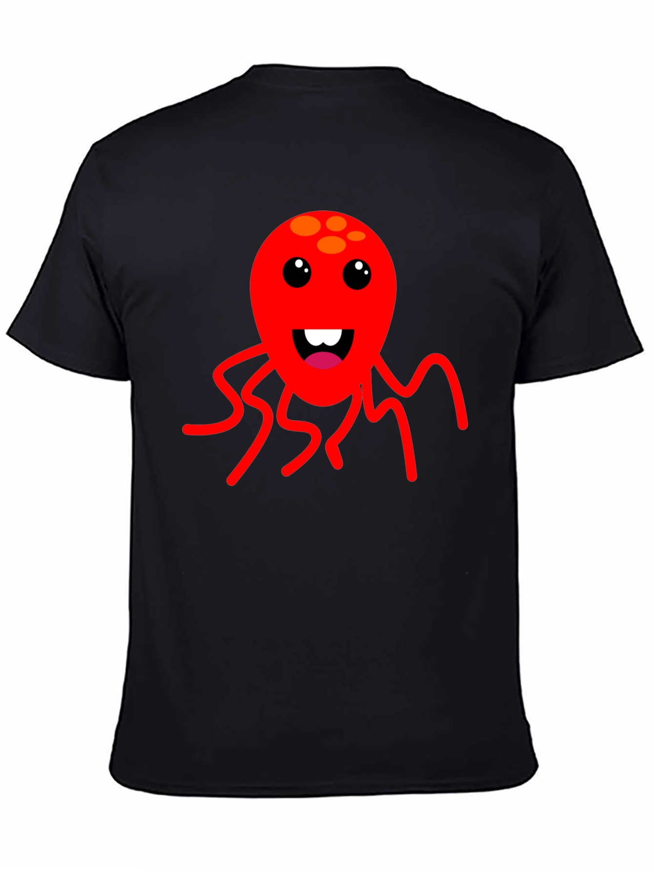 Cartoon Octopus Graphic Tee - Fun Black T-Shirt