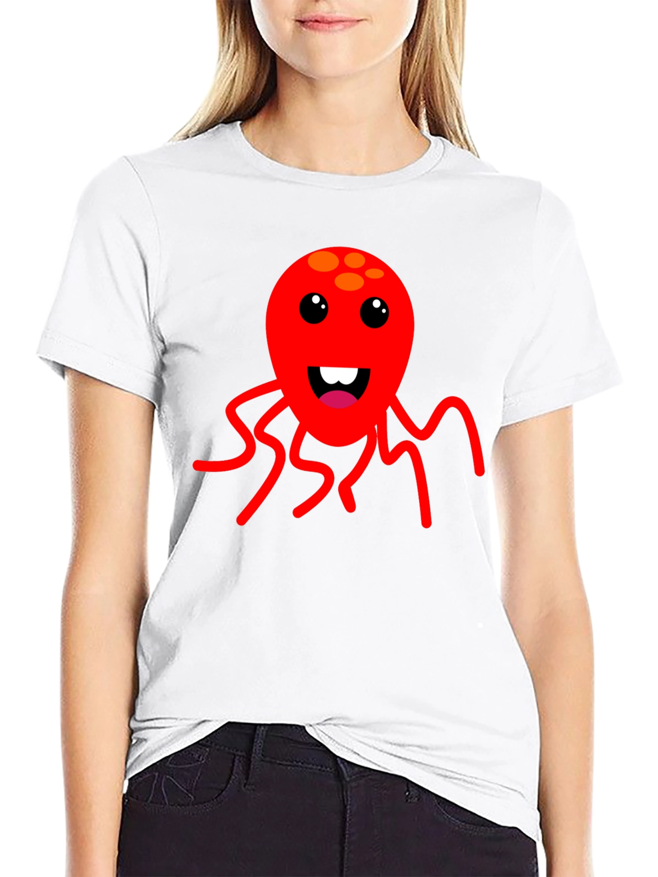 Cartoon Octopus Graphic Tee - Fun Black T-Shirt