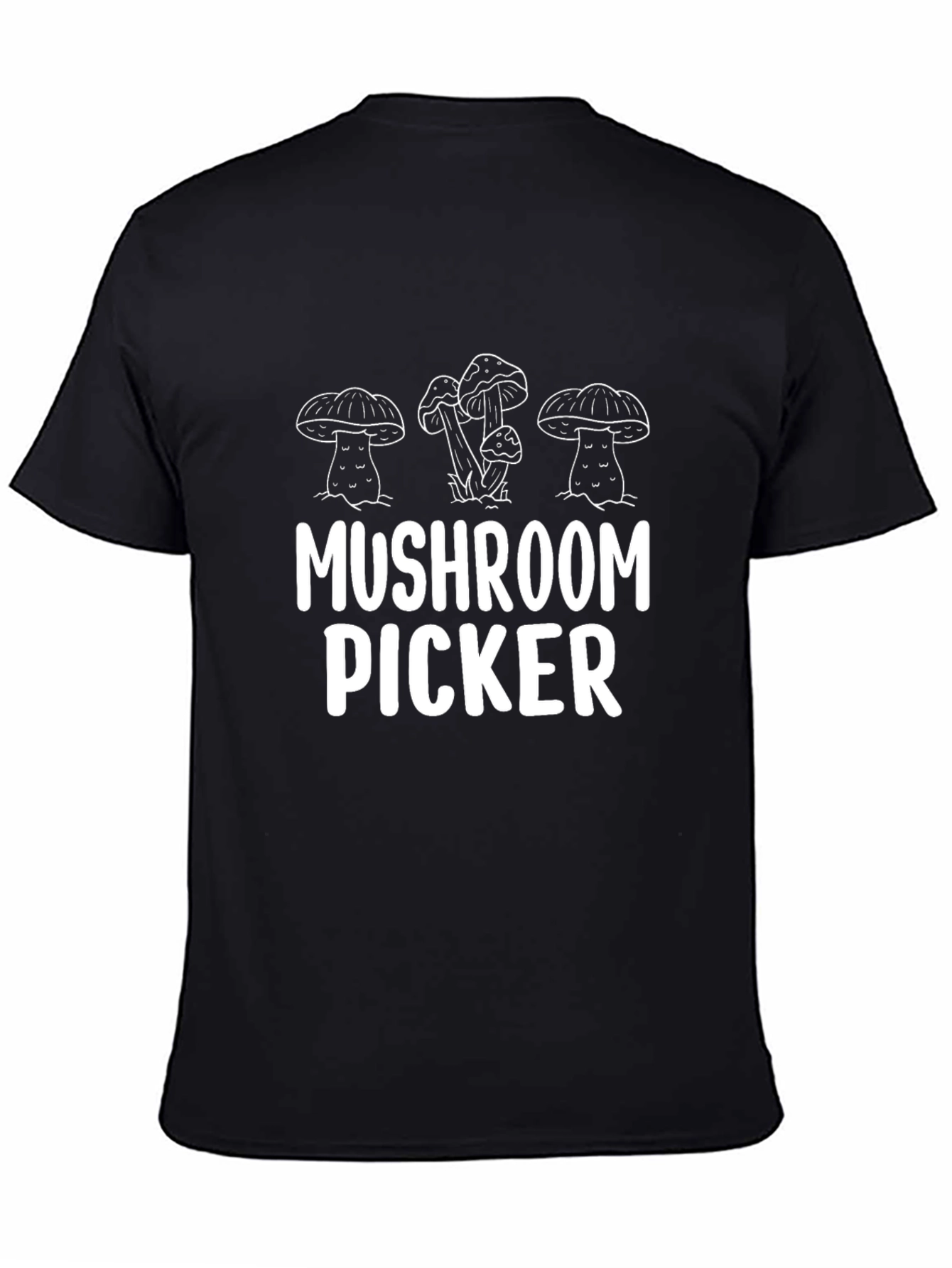 Mushroom Picker Graphic Tee - Black Cotton T-Shirt