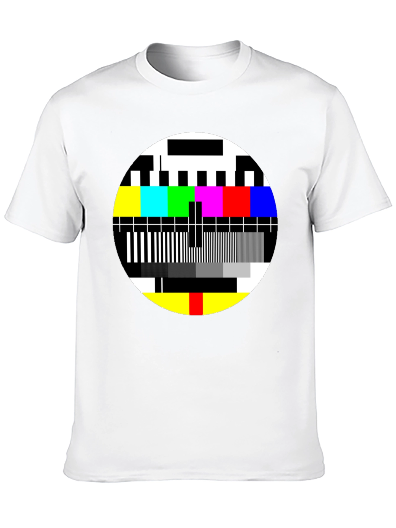 Retro TV Test Pattern Graphic T-Shirt - Black