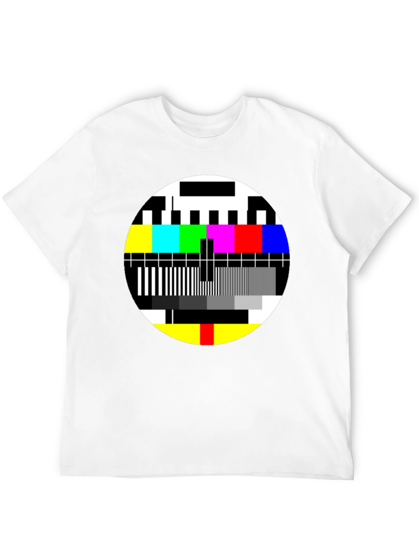 Retro TV Test Pattern Graphic T-Shirt - Black
