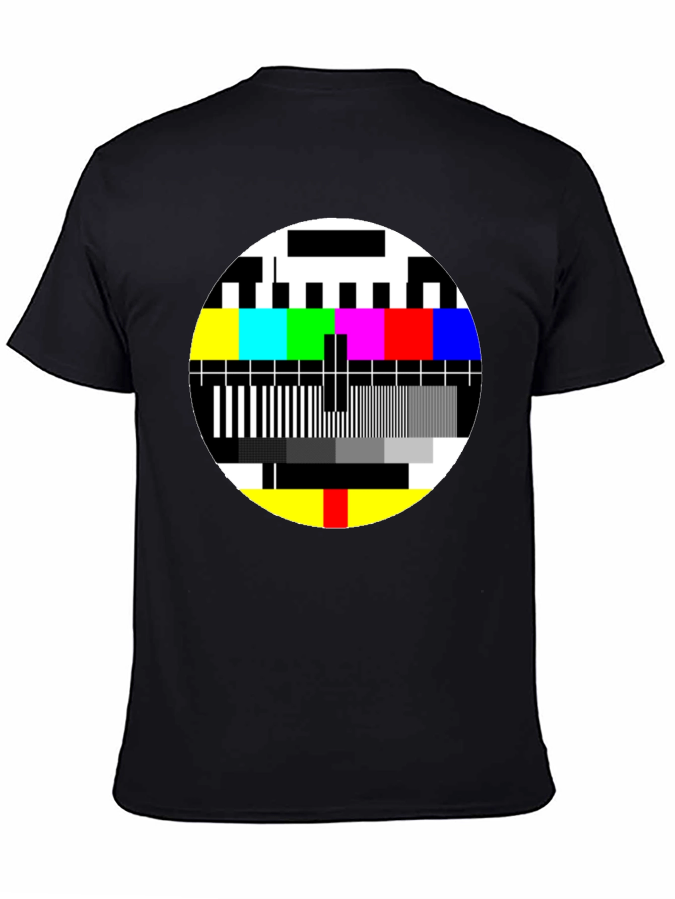 Retro TV Test Pattern Graphic T-Shirt - Black