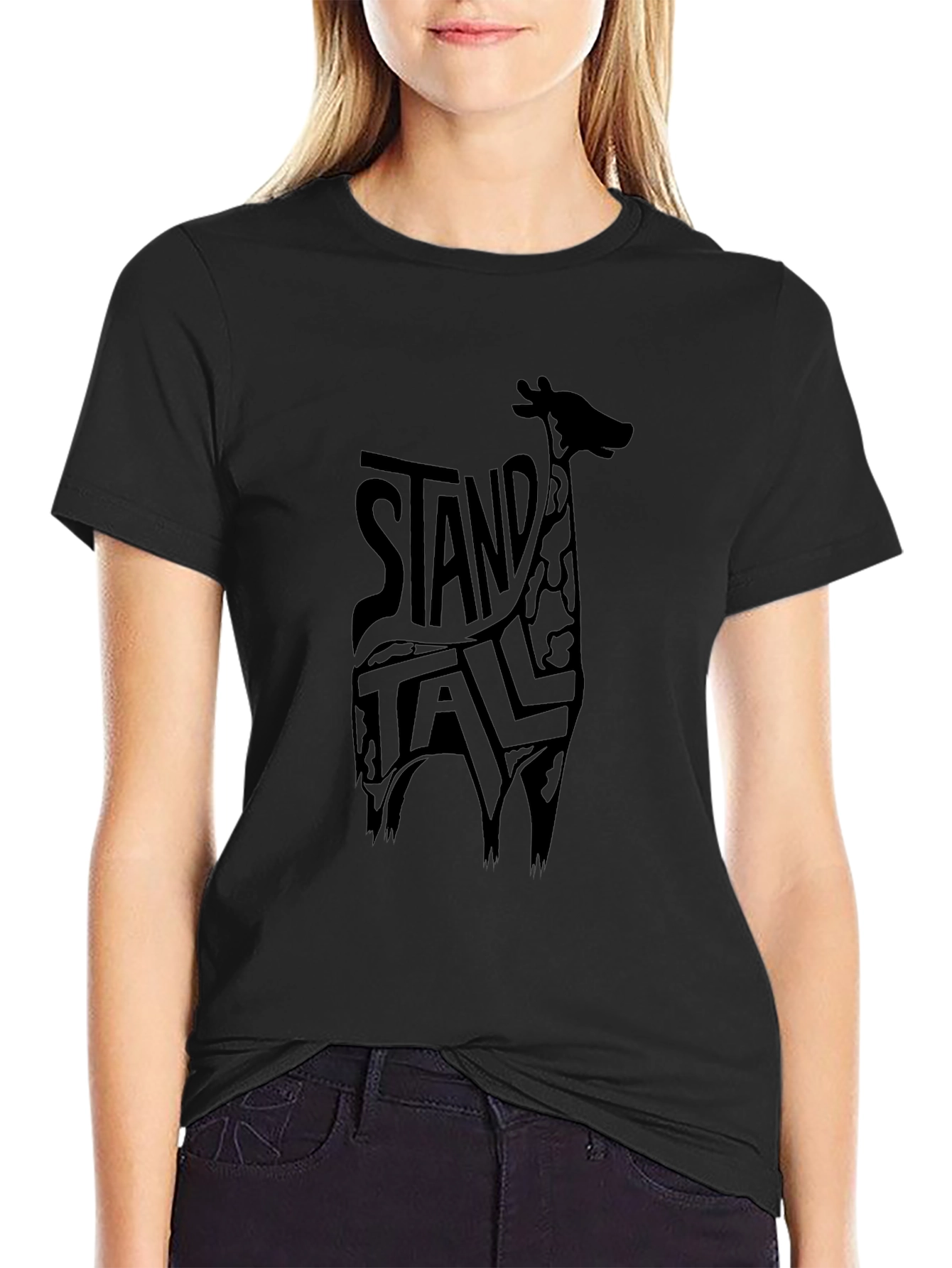 Stand Tall Giraffe Graphic Tee - Black