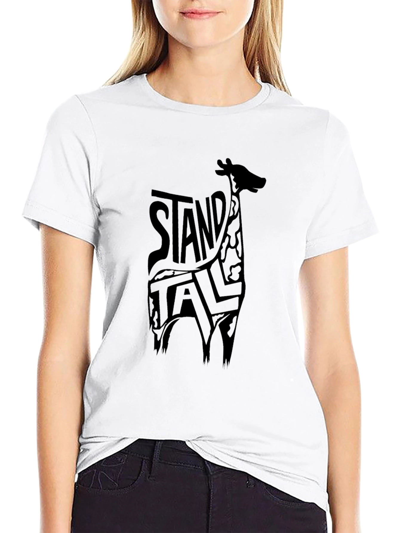 Stand Tall Giraffe Graphic Tee - Black