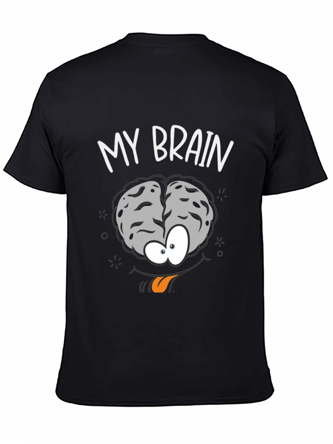 Funny My Brain Cartoon Black T-Shirt