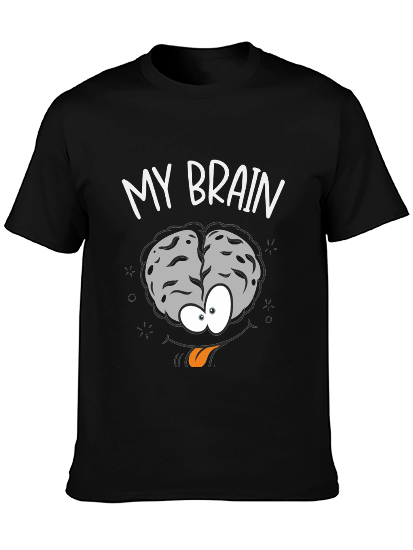 Funny My Brain Cartoon Black T-Shirt